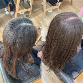 セミロング カラー パーマ ヘアアレンジ メンズ キッズ ネイル マツエク・マツパ アイブロウ レイヤーカット 🌿透け感カラーのヘアスタイル
