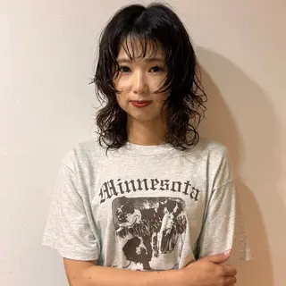 セミロング パーマ パーマモデル募集中 渥美翔人のヘアスタイル