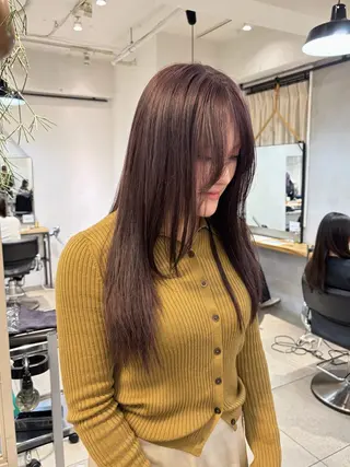 セミロング カラー じゅわっと暖色カラー 🍊Moemiのヘアスタイル