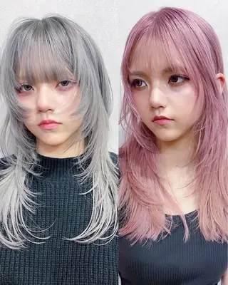 セミロング カラー AiM 大名　似合わせカットのヘアスタイル