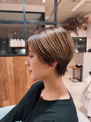 ショート ハイトーン/パーマ 大名 sakiのヘアスタイル