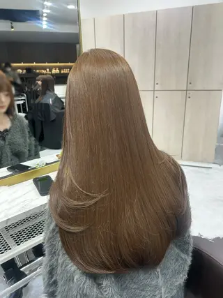 ロング カラー ヘアアレンジ ブリーチなしカラー/ ブラウン/レイヤーのヘアスタイル