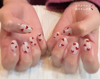 ネイル ショートネイル 森のさんぽ道のネイルデザイン