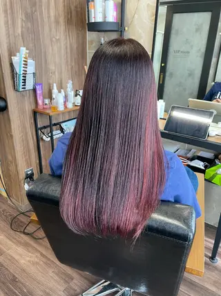 セミロング カラー Lull1人美容室 バレイヤージュのヘアスタイル