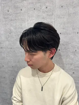 ショート メンズ メンズハイライト × perm Runoのヘアスタイル