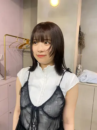 ミディアム カラー 前橋 姫奈のヘアスタイル