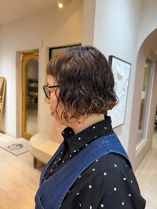 ミディアム パーマ 西村 錬之介のヘアスタイル