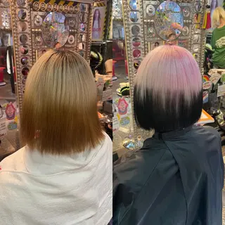 ショート カラー ヘアアレンジ 🌈派手髪エクステ ブレイズ🌈ひろとのヘアスタイル