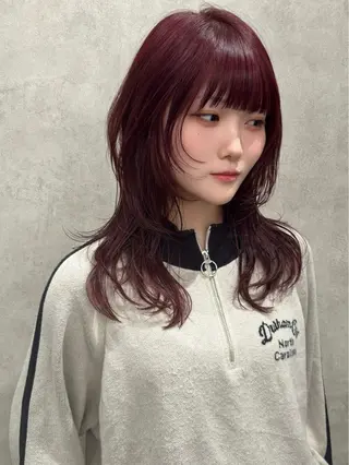 ロング カラー 🖤顔まわり 盛れヘア⟡アズサ🖤のヘアスタイル