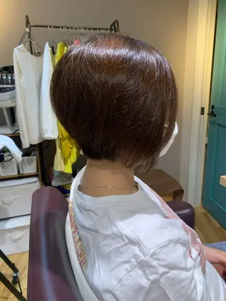 ショート カラー パーマ ヘアアレンジ メンズ キッズ 白髪世代特化 🌿飯塚京橋のヘアスタイル