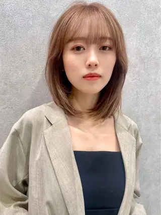 セミロング カラー ヘアアレンジ ✨レイヤー/ 透明感カラー✨冨永剛のヘアスタイル