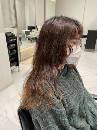ロング オリーブ カラー✨有坂映哉のヘアスタイル