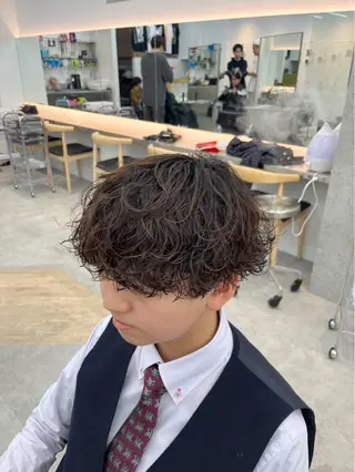 ショート カラー パーマ メンズ キッズ 栄💗レイヤーカット |パーマ|haruのヘアスタイル