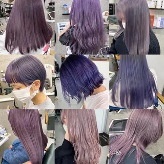 ミディアム カラー Lull1人美容室 バレイヤージュのヘアスタイル