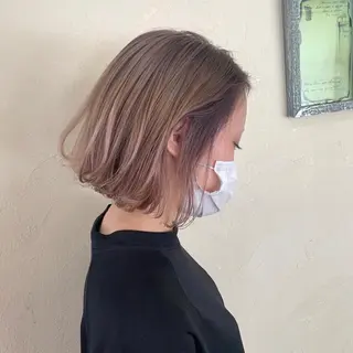 ミディアム カラー ショート/似合わせ レイヤー/福岡聖容のヘアスタイル