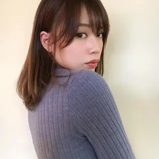 ミディアム カラー 薬院:今泉/上川美幸 ボブ/顔周りレイヤーのヘアスタイル