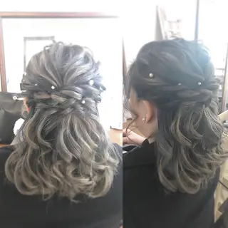 ミディアム ヘアアレンジ キッズ 早朝✨ヘアセット 着付け/清水玲歌のヘアスタイル