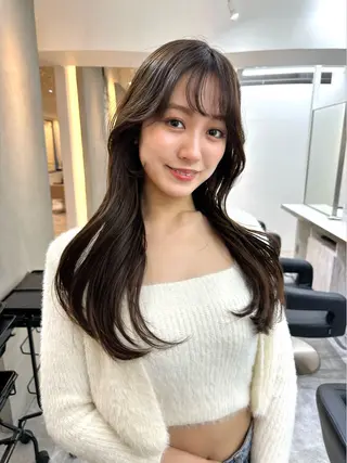 ロング カラー ミディアムレイヤー 添田晃基のヘアスタイル