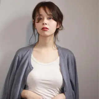 ショート ヘアアレンジ 薬院:今泉/上川美幸 ボブ/顔周りレイヤーのヘアスタイル