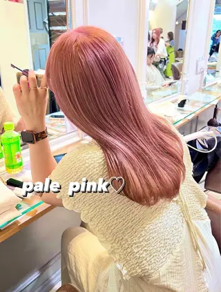 セミロング カラー ヘアアレンジ ハイトーンピンク🍑 ブリーチ🍑RINAのヘアスタイル