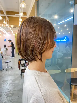 ショート カラー レイヤーボブ縮毛矯正 韓国RINAのヘアスタイル