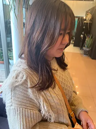 セミロング パーマ レイヤー/韓国風/ 縮毛矯正/沖谷航のヘアスタイル