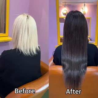 ロング シール＋ちび編み込み エクステ梅田🐨のヘアスタイル