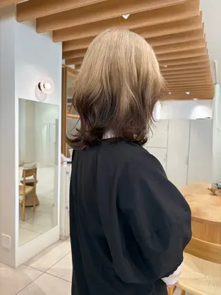 ミディアム カラー 似合わせカットカラー りおなのヘアスタイル