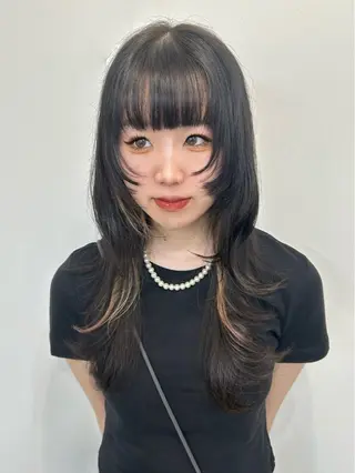 セミロング カラー 心斎橋l大人韓国ヘア レイヤー×艶カラーのヘアスタイル