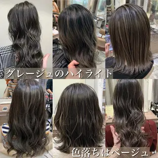 セミロング カラー ヘアアレンジ 白髪ぼかしハイライト 茗荷谷駅徒歩2分のヘアスタイル