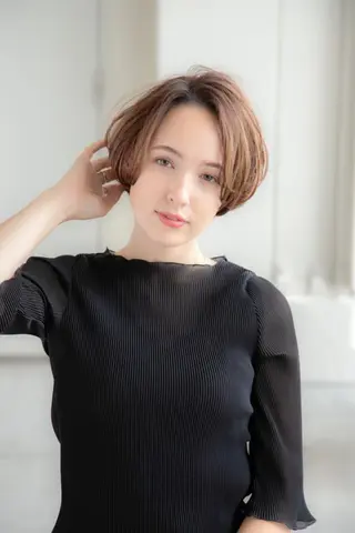 ショート カラー パーマ 前髪/ハイライト得意 安西駿一　【銀座】のヘアスタイル