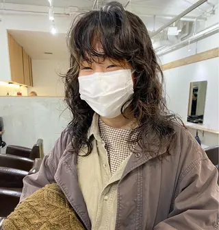 セミロング パーマ 森貴裕/ベージュ/ パーマ/オリーブのヘアスタイル