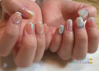 ネイル ショートネイル 森のさんぽ道のネイルデザイン
