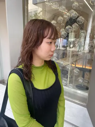 ミディアム カラー パーマ ヘアアレンジ 山下 とよかのヘアスタイル