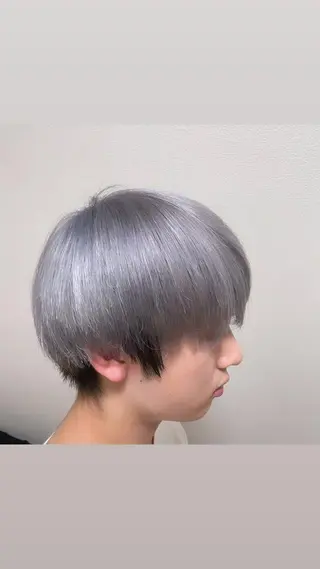 ショート カラー メンズ 🧸赤み消し🐾 ラベンダ/ミルクティのヘアスタイル