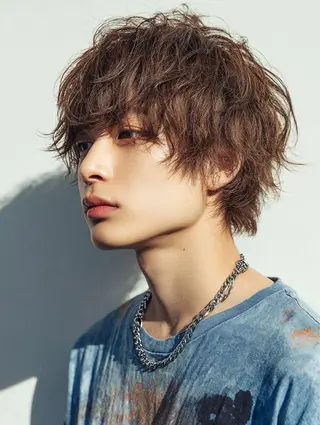 ミディアム カラー パーマ メンズ 青野 有雅のヘアスタイル