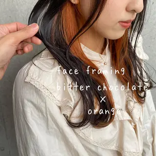 セミロング カラー モテ前髪 タゴメ シンヤのヘアスタイル