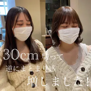 ミディアム カラー パーマ ヘアアレンジ 骨格別小顔カット/ 顔周りカット/金井のヘアスタイル