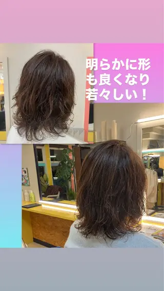 セミロング カラー パーマ 横田 尚登のヘアスタイル