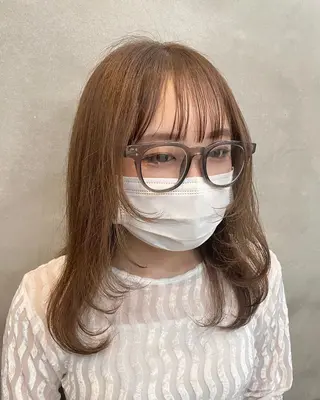 セミロング カラー ヘアアレンジ 【ピンク/韓国ヘア/ ヘアセット】亜海のヘアスタイル