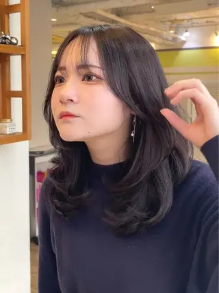 セミロング カラー 大人可愛い透明感🌟 小顔・韓国髪🌟野中のヘアスタイル