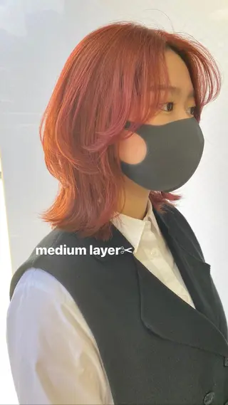 ミディアム カラー Pia ツボイ ケイタのヘアスタイル