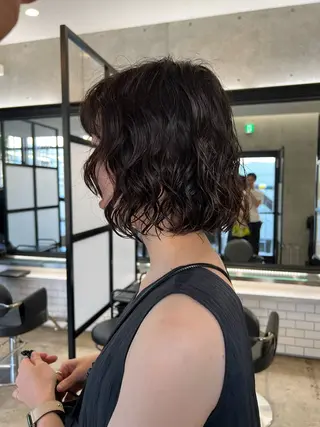 ミディアム パーマ くせっ毛カット タツヤのヘアスタイル