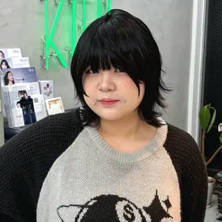 ショート レイヤー/ハッシュ /デザインカラーのヘアスタイル