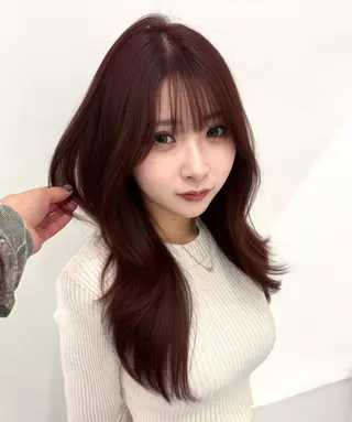 ロング カラー 髪質改善/縮毛矯正/ ブリーチなしカラーのヘアスタイル