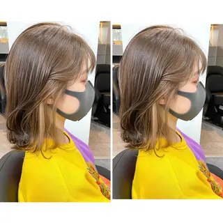 ミディアム 🫧とぅるん艶髪🫧 透明感カラー×猿渡のヘアスタイル