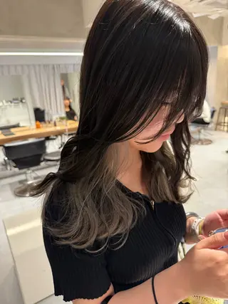 セミロング カラー ヘアアレンジ オリーブ透明感カラー 表参道/MIKUのヘアスタイル