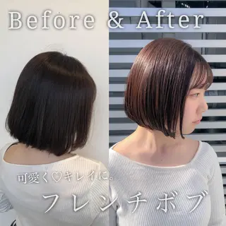 ショート カラー 顔周りレイヤー/ボブ 銀座✨中野まさひろのヘアスタイル