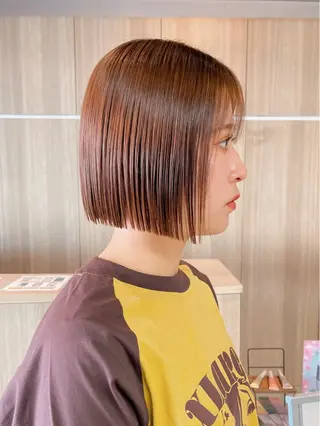 ミディアム カラー 野田頭 心🌿/ボブ レイヤー/艶カラーのヘアスタイル