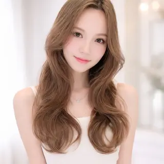 ロング カラー ブリーチ縮毛矯正加藤 赤み無し透明感ヘアのヘアスタイル